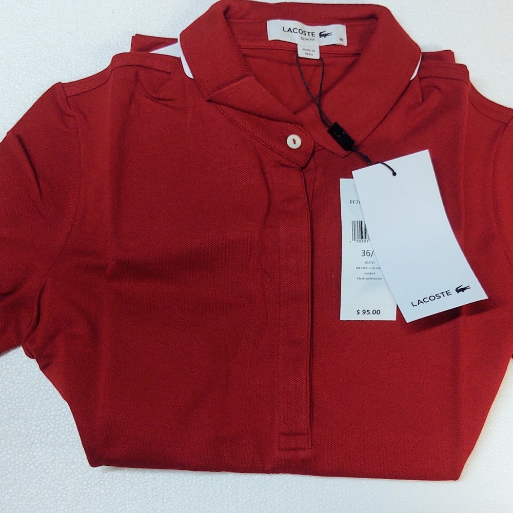 Lacoste Womens Classic Half Sleeve Slim Fit Stretch Pique Polo Shirt